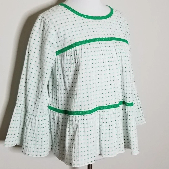 NWT Crown & Ivy Polka Dot Bell Sleeve Top S - Picture 2 of 7